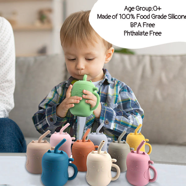 Baby No-spill Cup Silicone Cup with Straw. Sensory