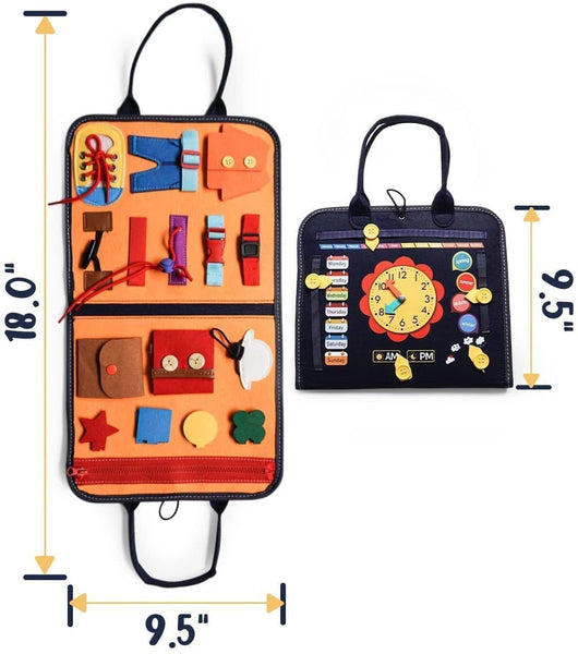 Two educational toys with dimensions indicated on a white background
