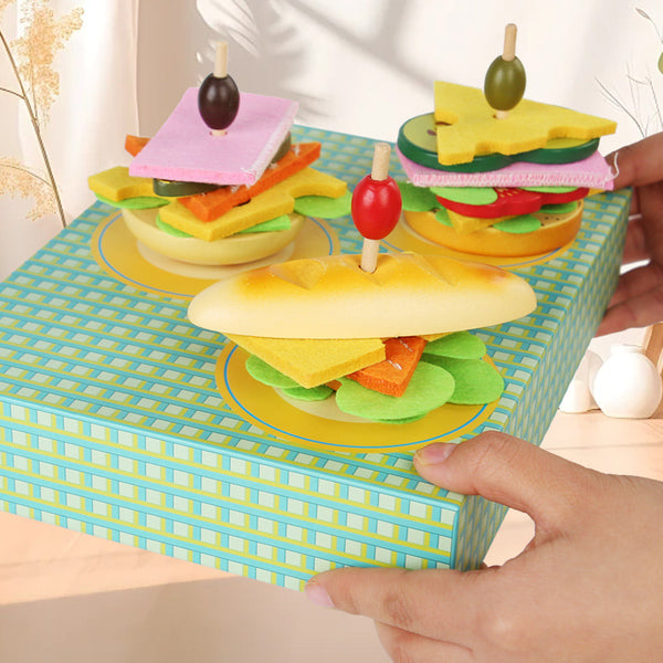 Children's wooden simulation sandwich house set