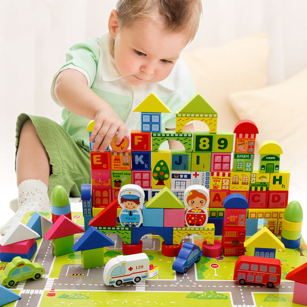 Traffic wooden building blocks educational toys