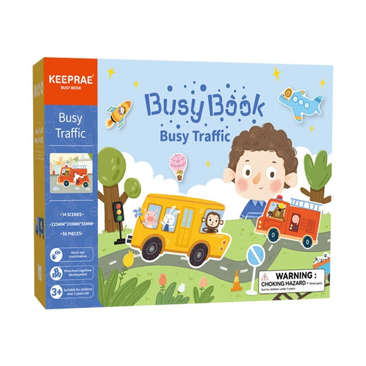 Busy Traffic book by Keeprae with colorful illustrations on a white background