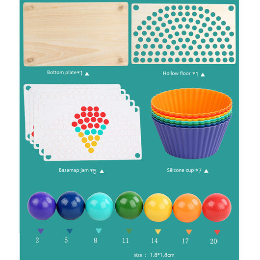 Set of silicone baking cups, plates, and mats with size indicators on a teal background