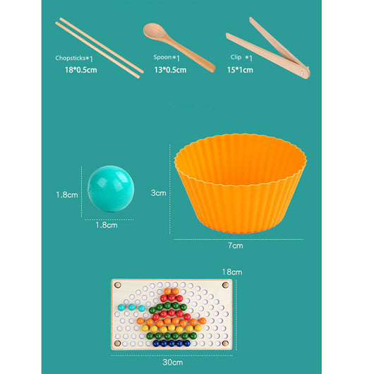 Measurement chart with kitchen utensils and items on a teal background