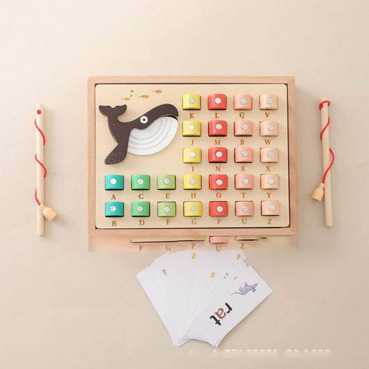 children's wooden fishing puzzle toy