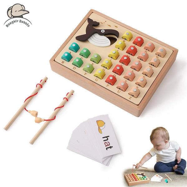 Wooden Montessori Magnetic Fishing Game 26 Alphabet